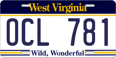 WV license plate OCL781