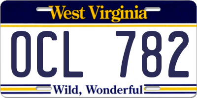 WV license plate OCL782