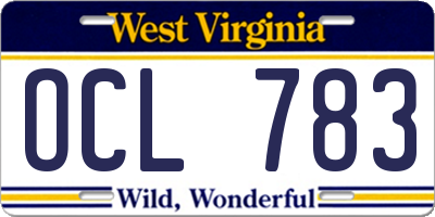 WV license plate OCL783