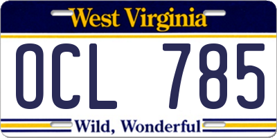 WV license plate OCL785