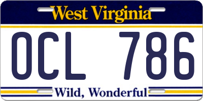 WV license plate OCL786