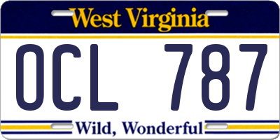 WV license plate OCL787