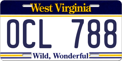 WV license plate OCL788