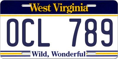 WV license plate OCL789