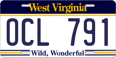 WV license plate OCL791