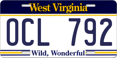 WV license plate OCL792