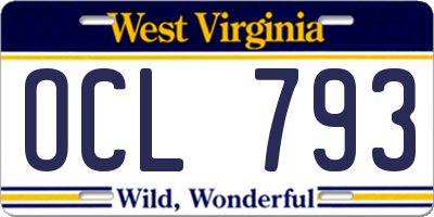 WV license plate OCL793