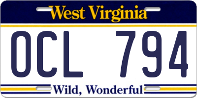 WV license plate OCL794