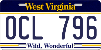 WV license plate OCL796