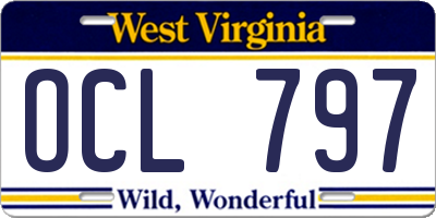WV license plate OCL797
