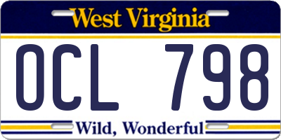WV license plate OCL798