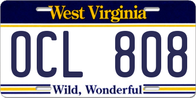 WV license plate OCL808