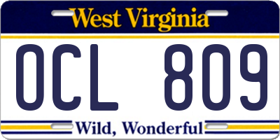 WV license plate OCL809