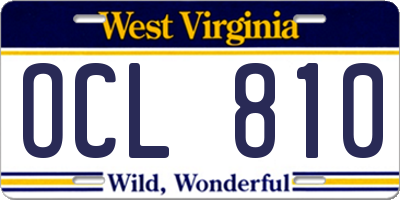 WV license plate OCL810