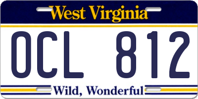 WV license plate OCL812