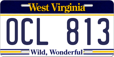 WV license plate OCL813