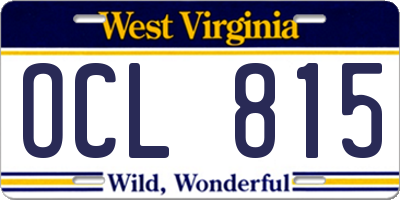 WV license plate OCL815