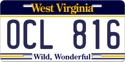 WV license plate OCL816