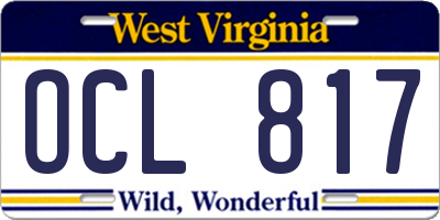 WV license plate OCL817