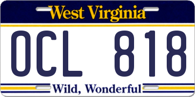 WV license plate OCL818