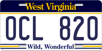 WV license plate OCL820
