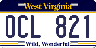 WV license plate OCL821