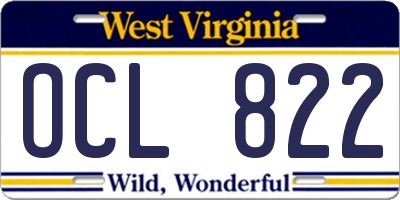WV license plate OCL822