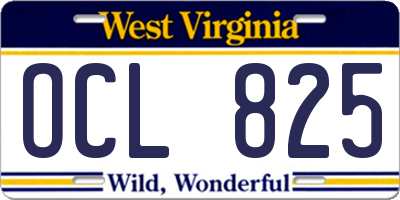 WV license plate OCL825