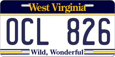 WV license plate OCL826
