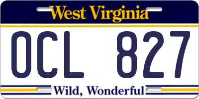 WV license plate OCL827