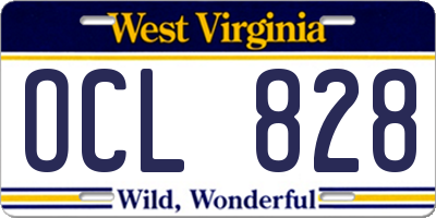 WV license plate OCL828