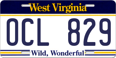 WV license plate OCL829