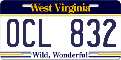 WV license plate OCL832