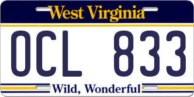 WV license plate OCL833