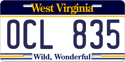WV license plate OCL835