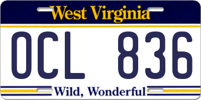 WV license plate OCL836