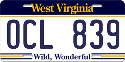 WV license plate OCL839