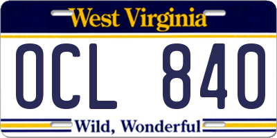 WV license plate OCL840