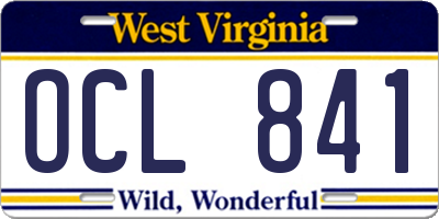 WV license plate OCL841