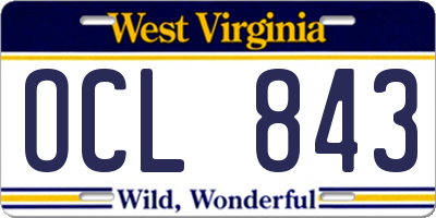 WV license plate OCL843