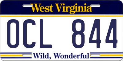 WV license plate OCL844