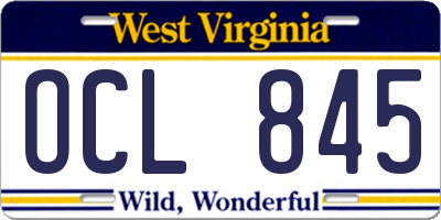 WV license plate OCL845