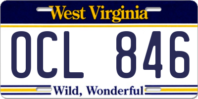WV license plate OCL846
