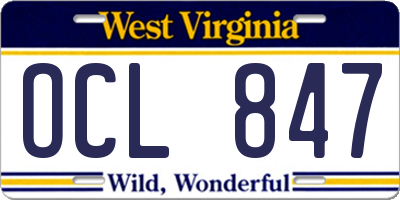 WV license plate OCL847