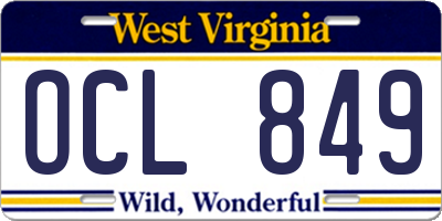 WV license plate OCL849