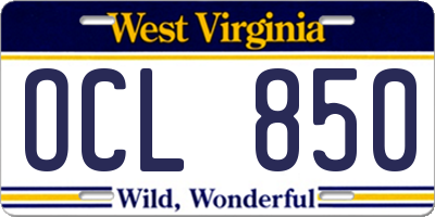 WV license plate OCL850