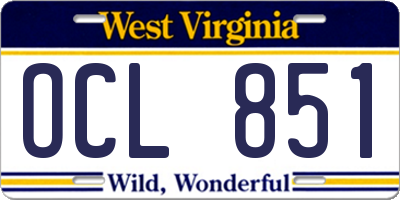 WV license plate OCL851