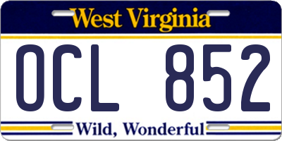 WV license plate OCL852