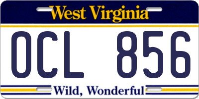 WV license plate OCL856