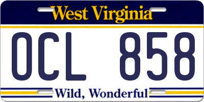 WV license plate OCL858